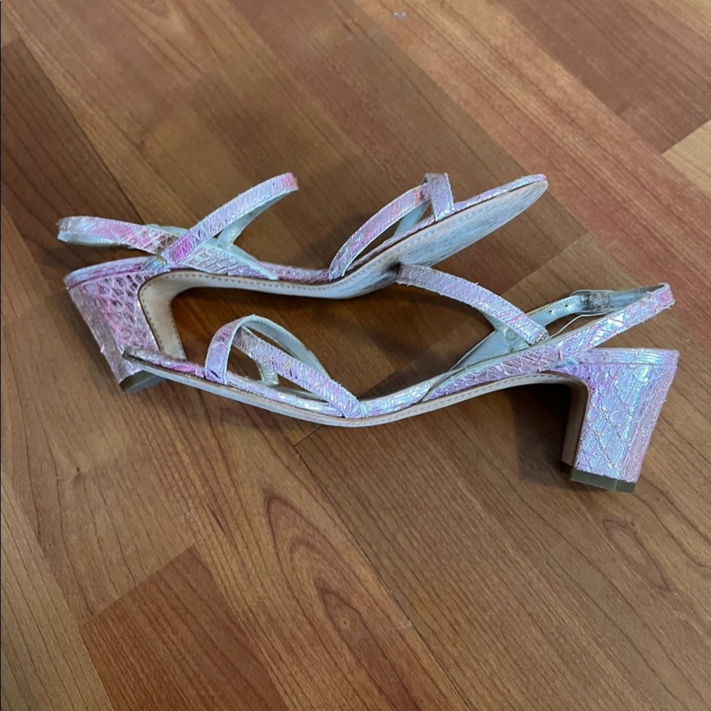 Chanel Multi-Color Metallic Open Toe Snakeskin Sl… - image 4